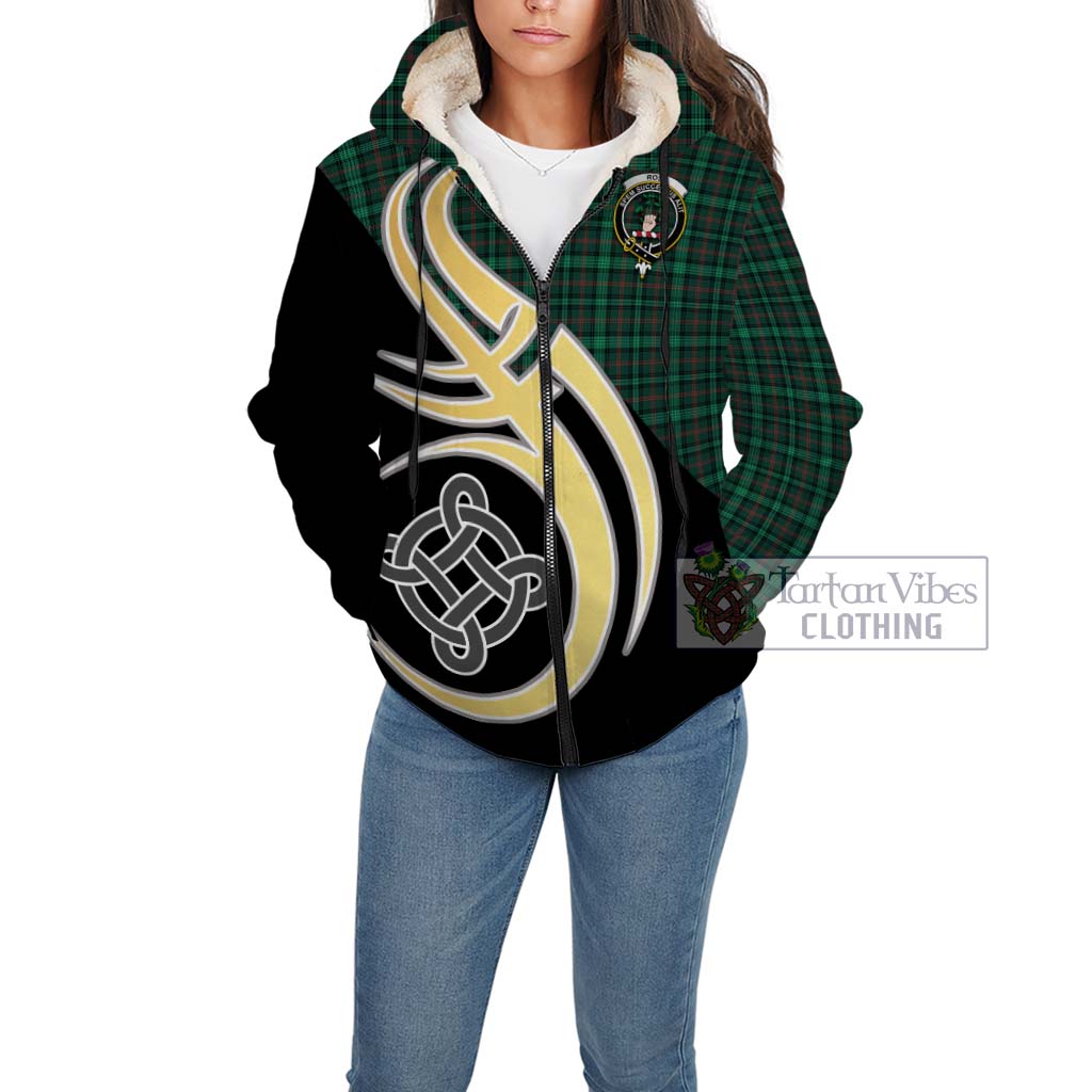 Ross Hunting Modern Tartan Sherpa Hoodie with Family Crest and Celtic Symbol Style Unisex - Tartan Vibes Clothing