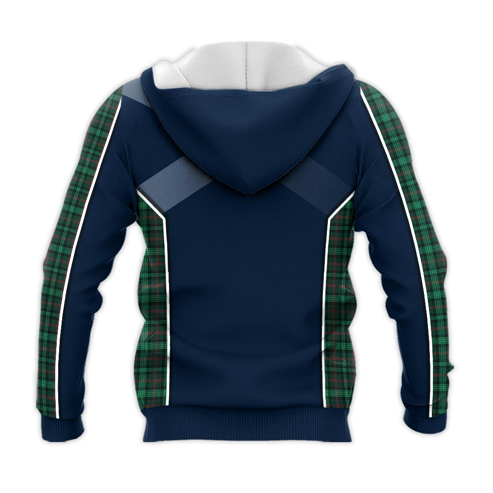 Tartan Vibes Clothing Ross Hunting Modern Tartan Knitted Hoodie with Family Crest and Scottish Thistle Vibes Sport Style