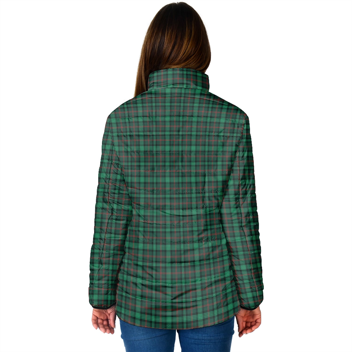 Ross Hunting Modern Tartan Padded Jacket with Family Crest - Tartan Vibes Clothing