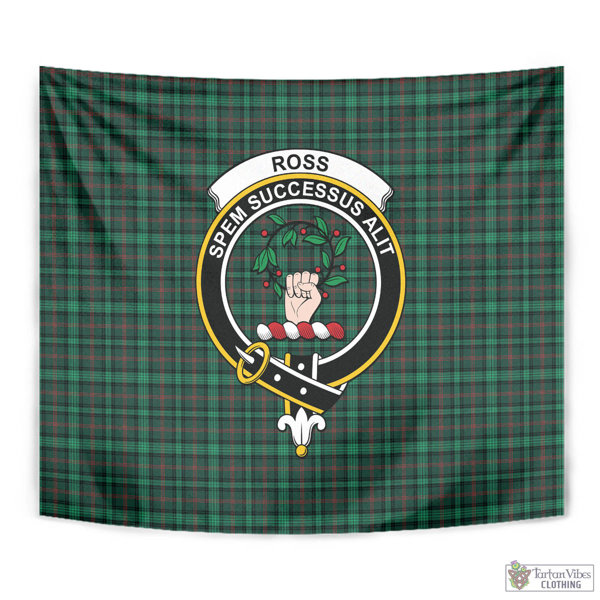 Tartan Vibes Clothing Ross Hunting Modern Tartan Tapestry Wall Hanging and Home Decor for Room with Family Crest