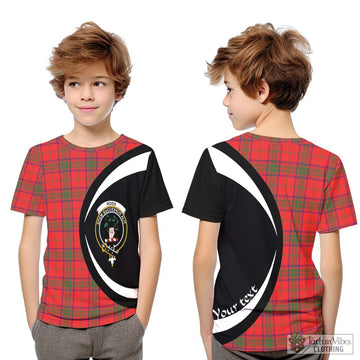 Ross Modern Tartan Kid T-Shirt with Family Crest Circle Style