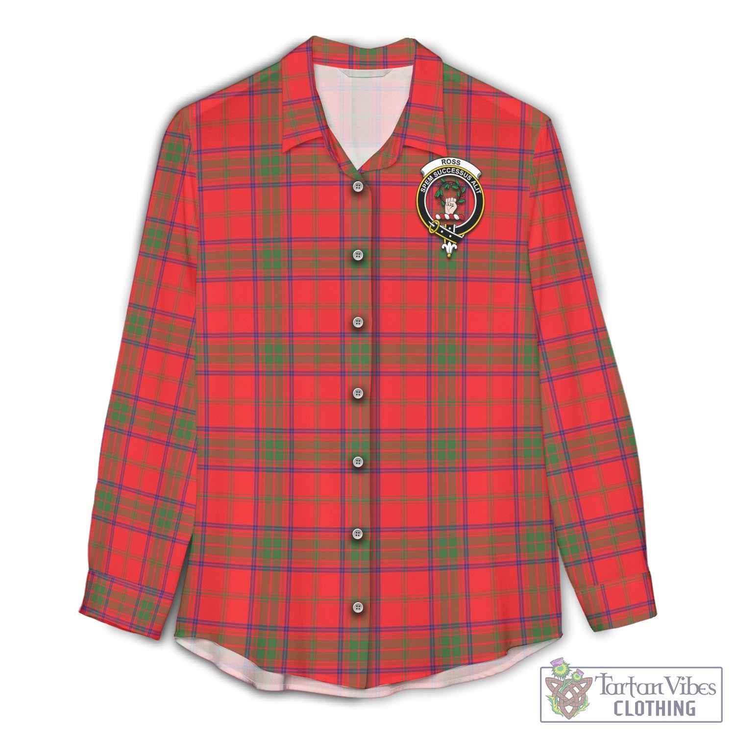 Tartan Vibes Clothing Ross Modern Tartan Womens Casual Shirt with Family Crest