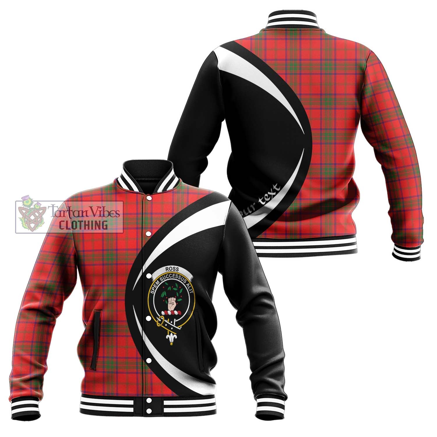 Tartan Vibes Clothing Ross Modern Tartan Baseball Jacket with Family Crest Circle Style