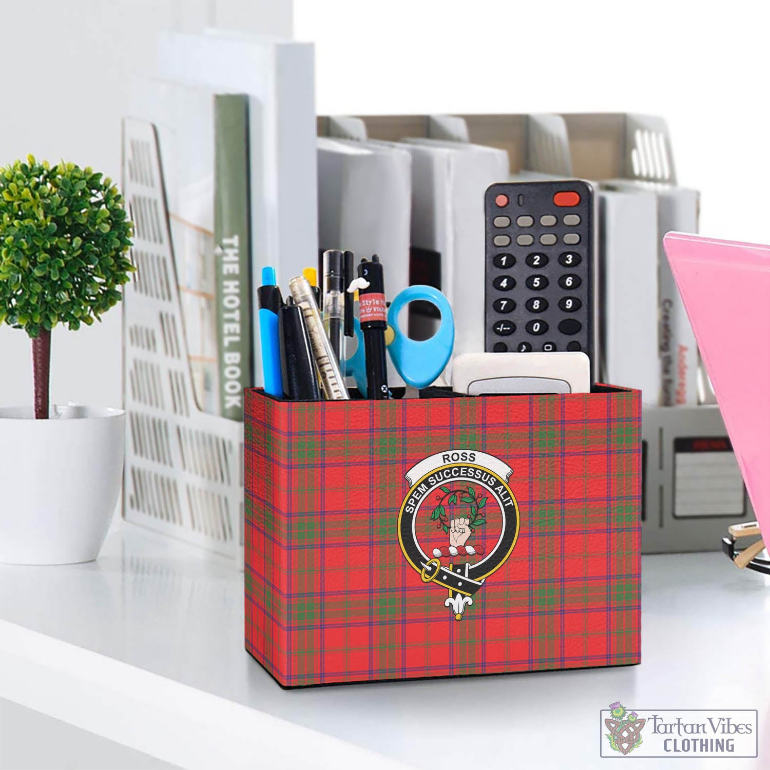 Tartan Vibes Clothing Ross Modern Tartan Pen Holder with Family Crest