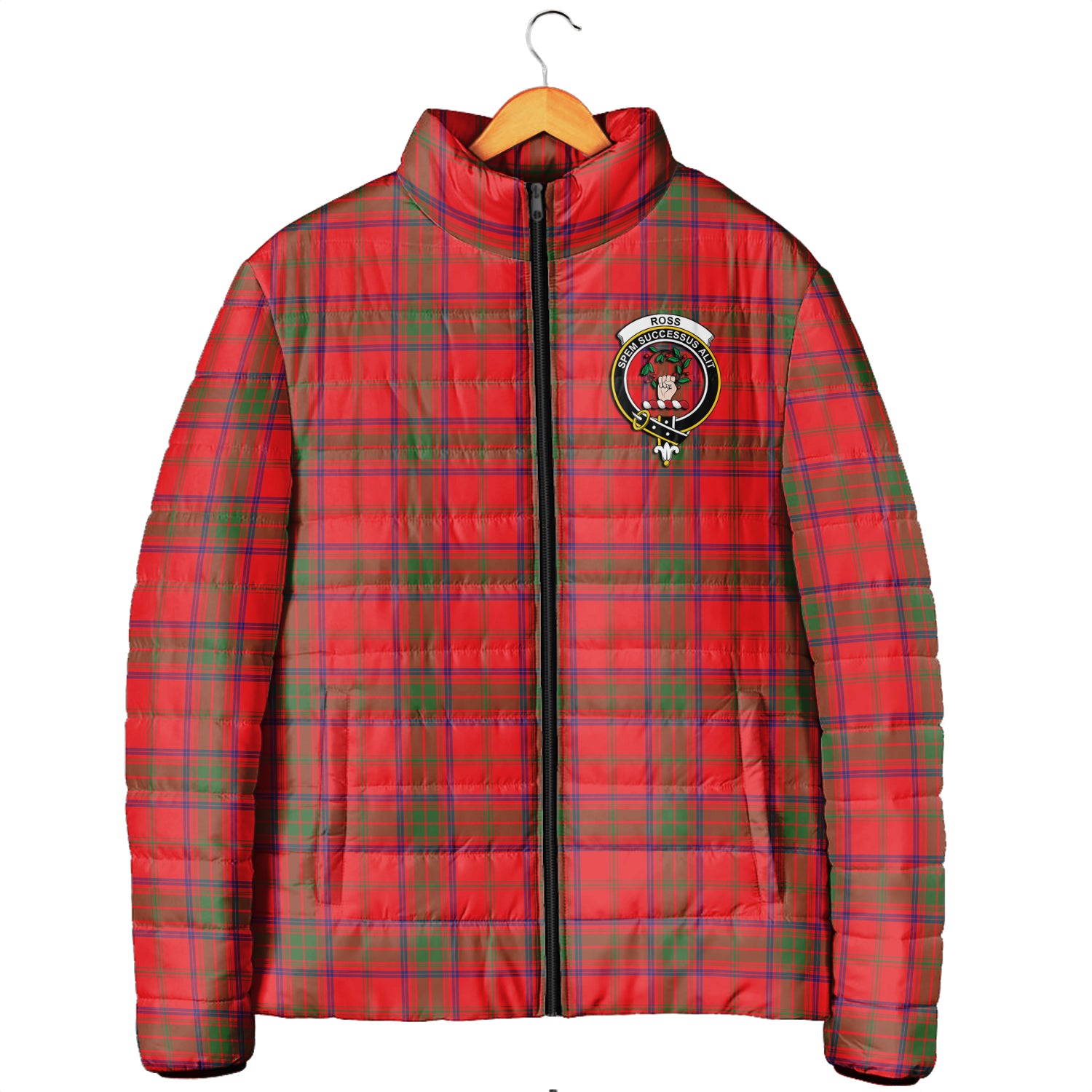 Ross Modern Tartan Padded Jacket with Family Crest Men's Padded Jacket - Tartan Vibes Clothing