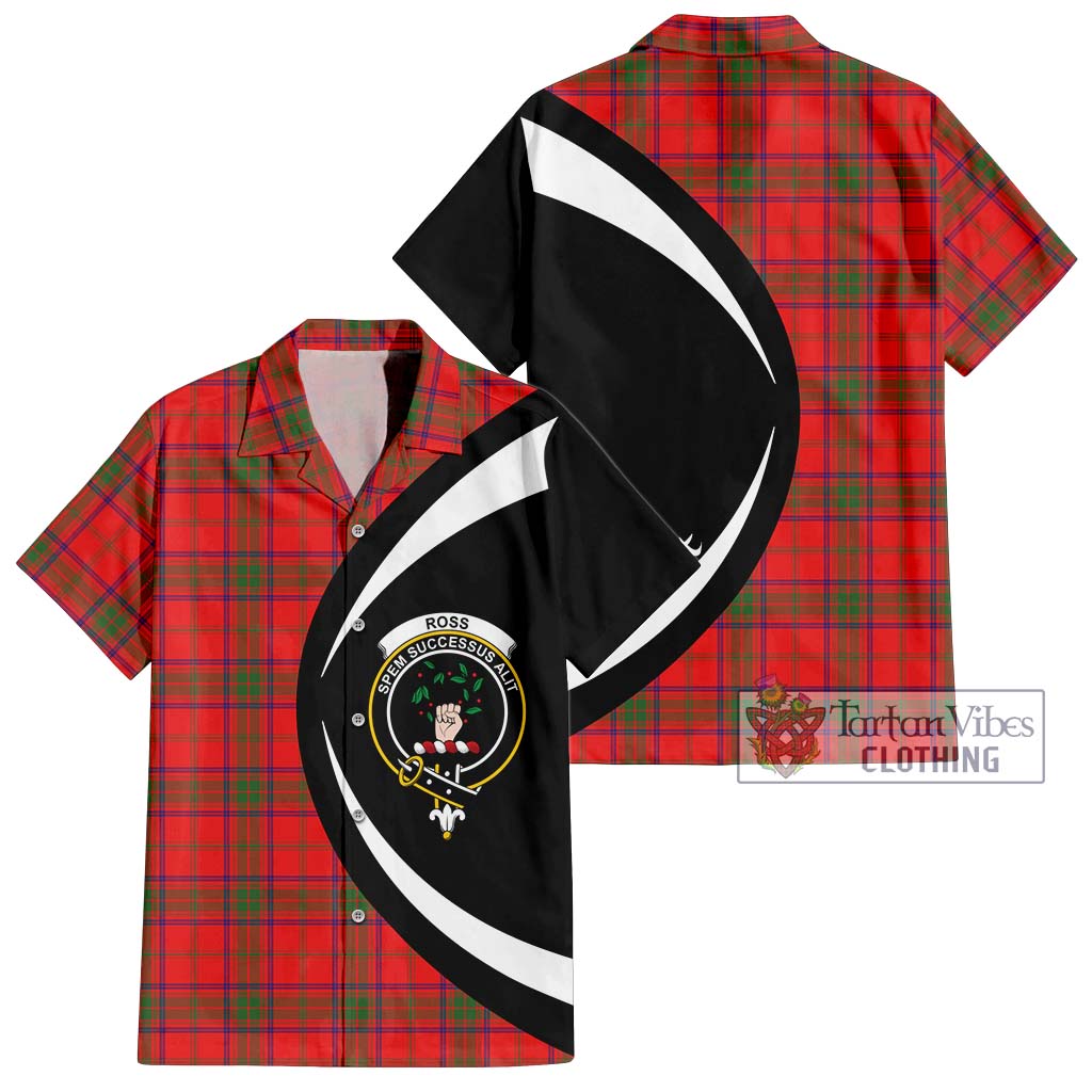 Ross Modern Tartan Short Sleeve Button Up with Family Crest Circle Style Kid - Tartan Vibes Clothing