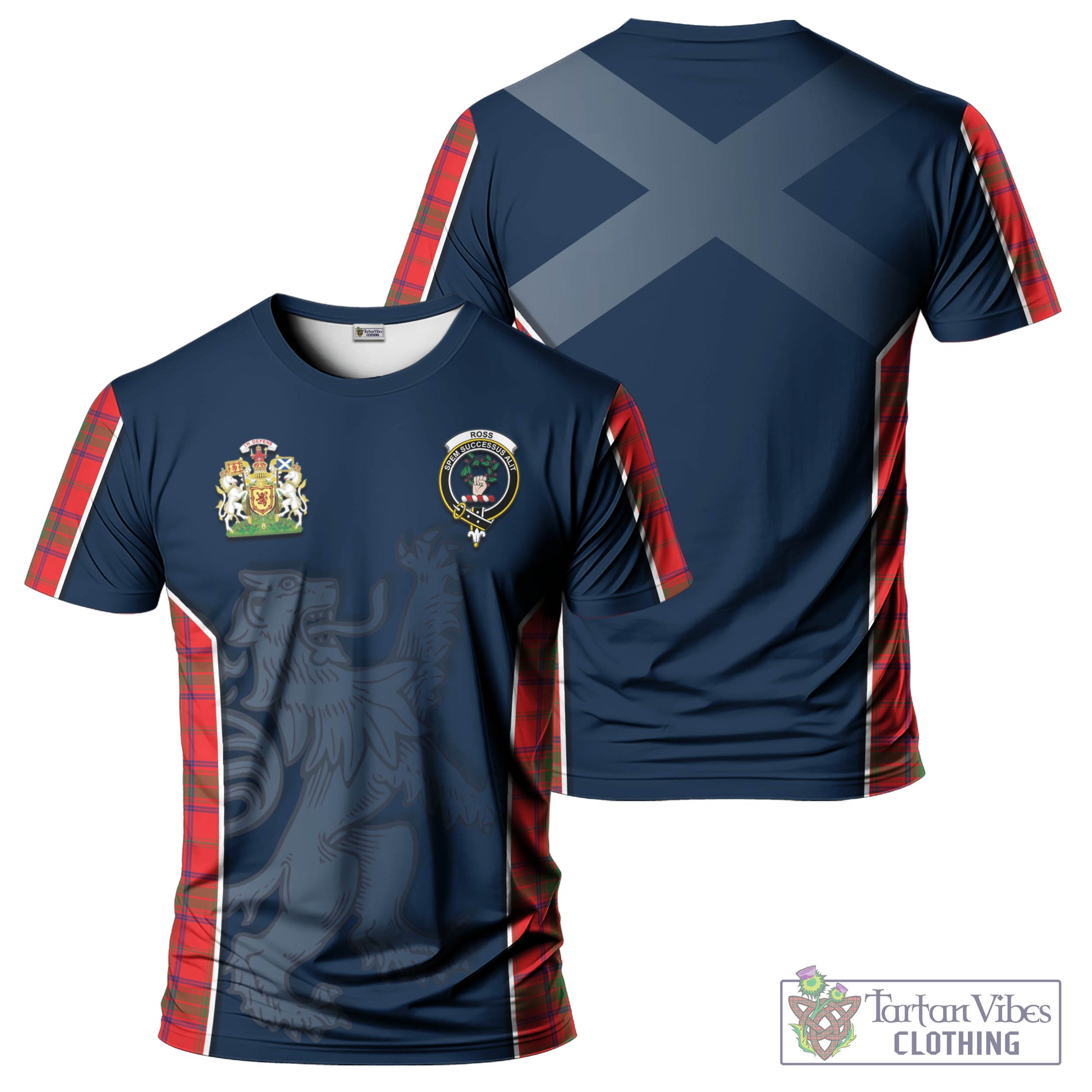 Tartan Vibes Clothing Ross Modern Tartan T-Shirt with Family Crest and Lion Rampant Vibes Sport Style