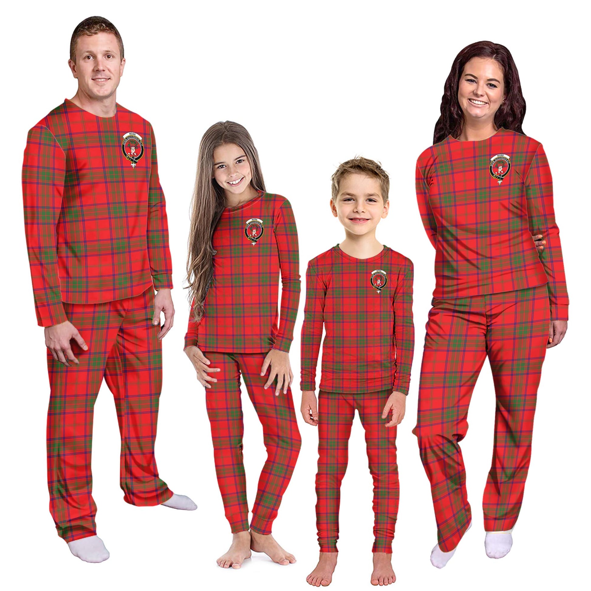 Ross Modern Tartan Pajamas Family Set with Family Crest - Tartanvibesclothing