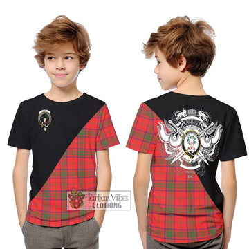 Ross Modern Tartan Kid T-Shirt with Family Crest and Military Logo Style