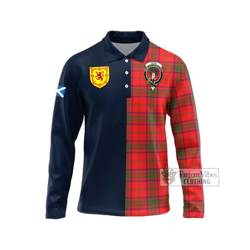 Ross Modern Tartan Long Sleeve Polo Shirt Alba with Scottish Lion Royal Arm Half Style