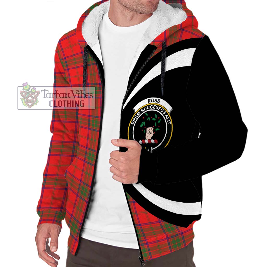 Ross Modern Tartan Sherpa Hoodie with Family Crest Circle Style Unisex S - Tartan Vibes Clothing