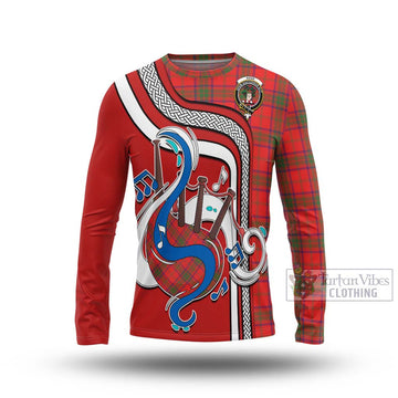 Ross Modern Tartan Long Sleeve T-Shirt with Epic Bagpipe Style