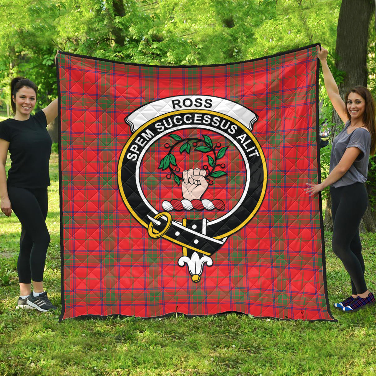 ross-modern-tartan-quilt-with-family-crest