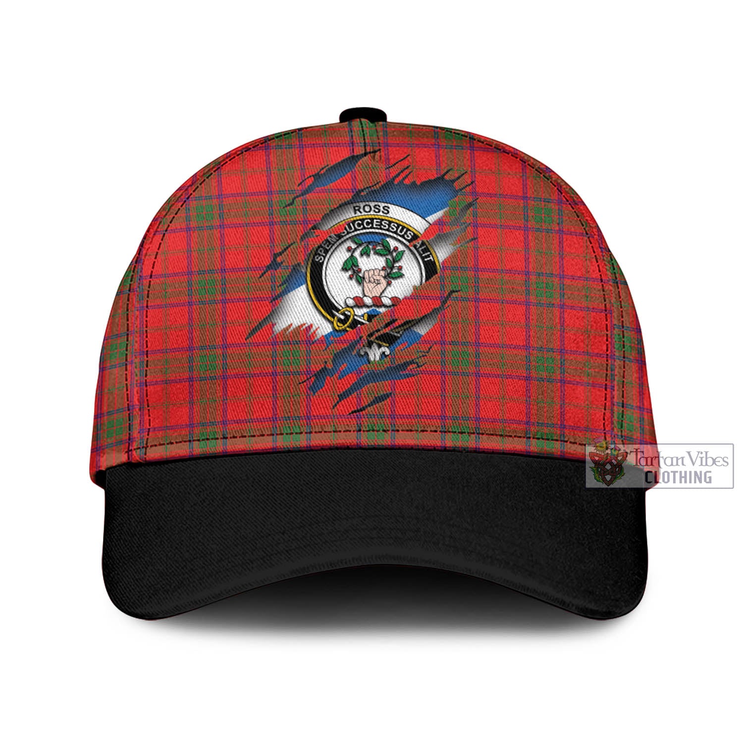 Tartan Vibes Clothing Ross Modern Tartan Classic Cap with Family Crest In Me Style