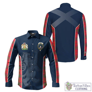 Ross Modern Tartan Long Sleeve Button Up Shirt with Family Crest and Lion Rampant Vibes Sport Style