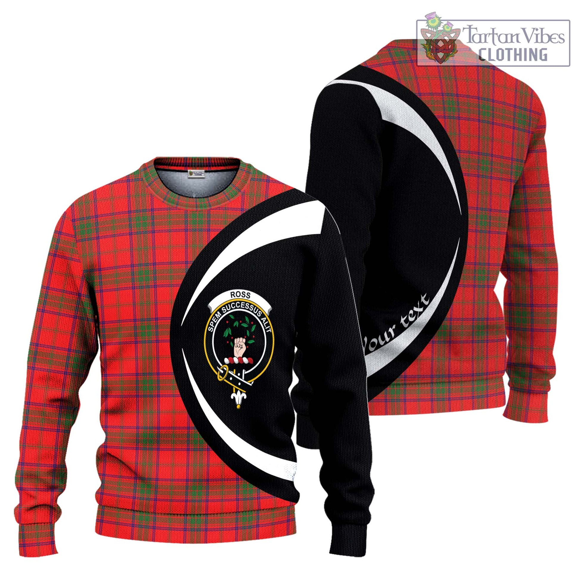 Tartan Vibes Clothing Ross Modern Tartan Knitted Sweater with Family Crest Circle Style