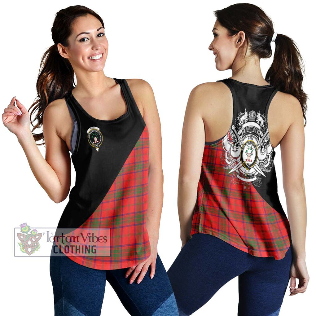 Ross Modern Tartan Women's Racerback Tanks with Family Crest and Military Logo Style 4XL - Tartanvibesclothing Shop