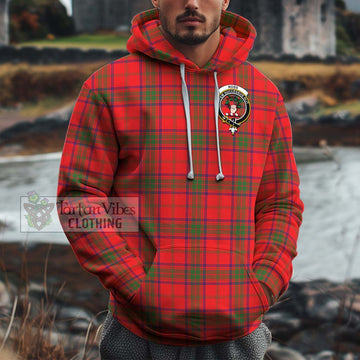 Ross Modern Tartan Cotton Hoodie with Family Crest