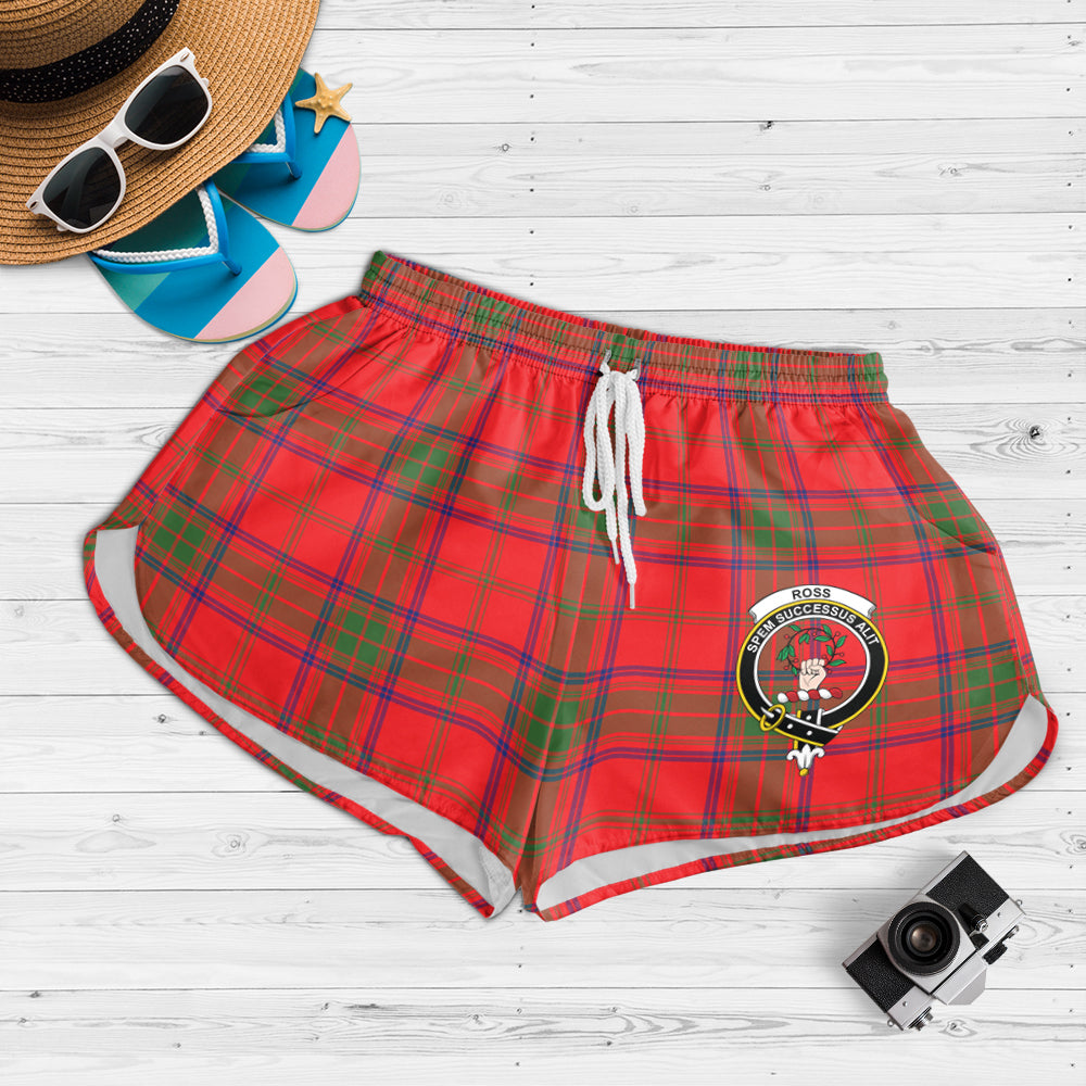 ross-modern-tartan-womens-shorts-with-family-crest