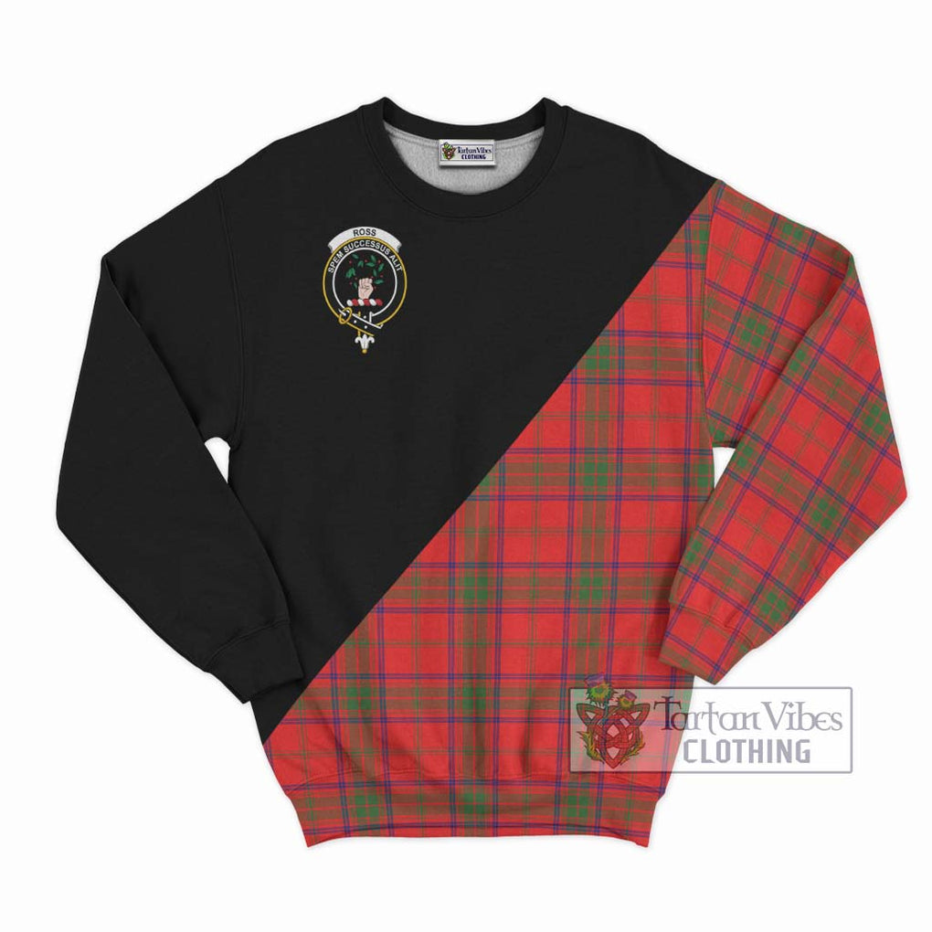 Ross Modern Tartan Sweatshirt with Family Crest and Military Logo Style - Tartanvibesclothing Shop