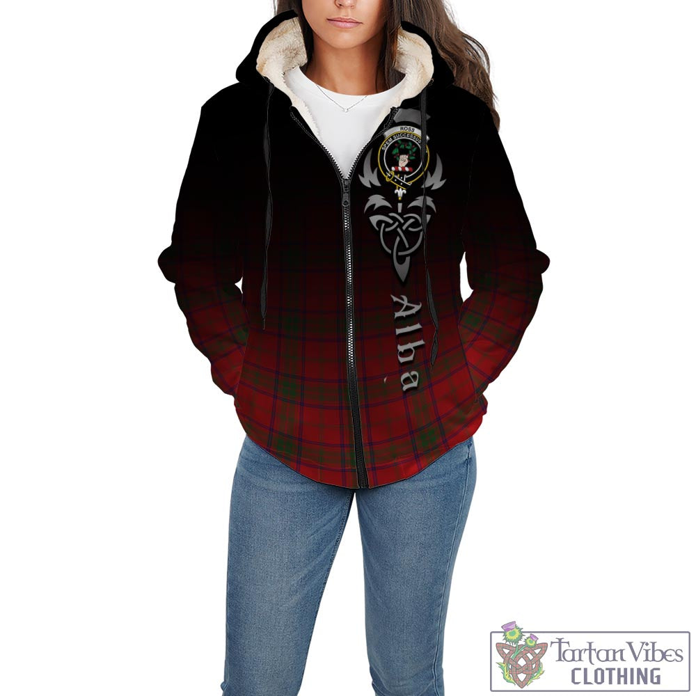 Tartan Vibes Clothing Ross Modern Tartan Sherpa Hoodie Featuring Alba Gu Brath Family Crest Celtic Inspired