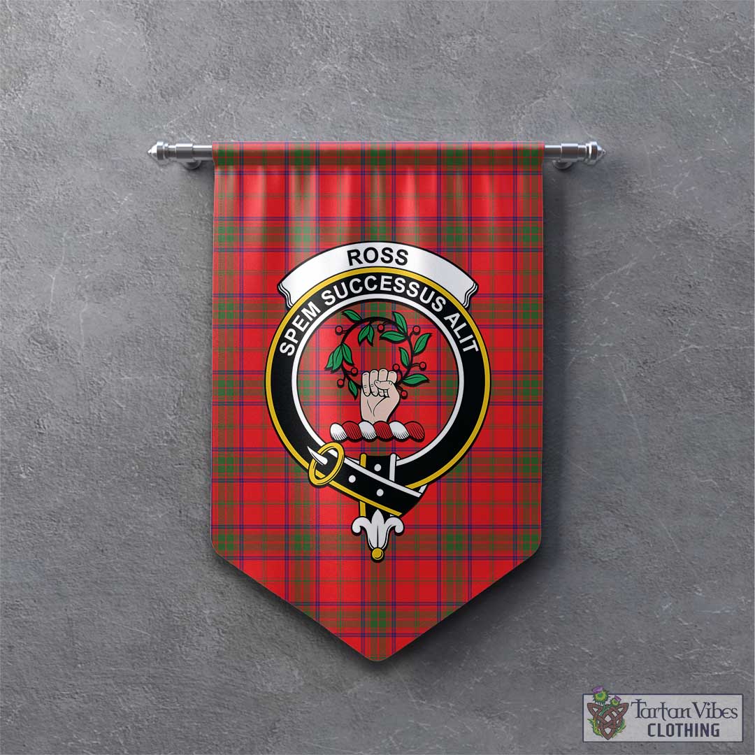 Tartan Vibes Clothing Ross Modern Tartan Gonfalon, Tartan Banner with Family Crest