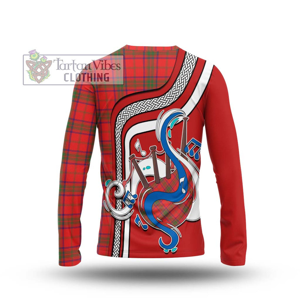 Tartan Vibes Clothing Ross Modern Tartan Long Sleeve T-Shirt with Epic Bagpipe Style