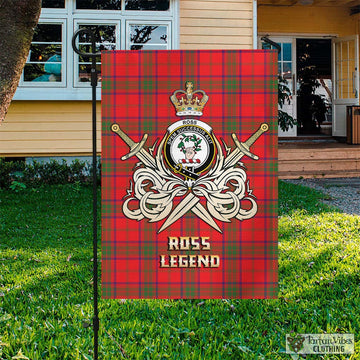 Ross Modern Tartan Flag with Clan Crest and the Golden Sword of Courageous Legacy