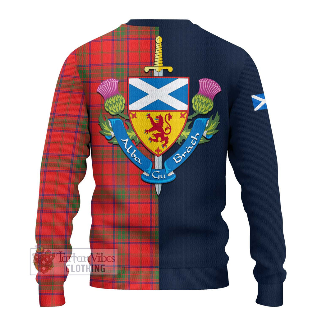 Tartan Vibes Clothing Ross Modern Tartan Knitted Sweater with Scottish Lion Royal Arm Half Style