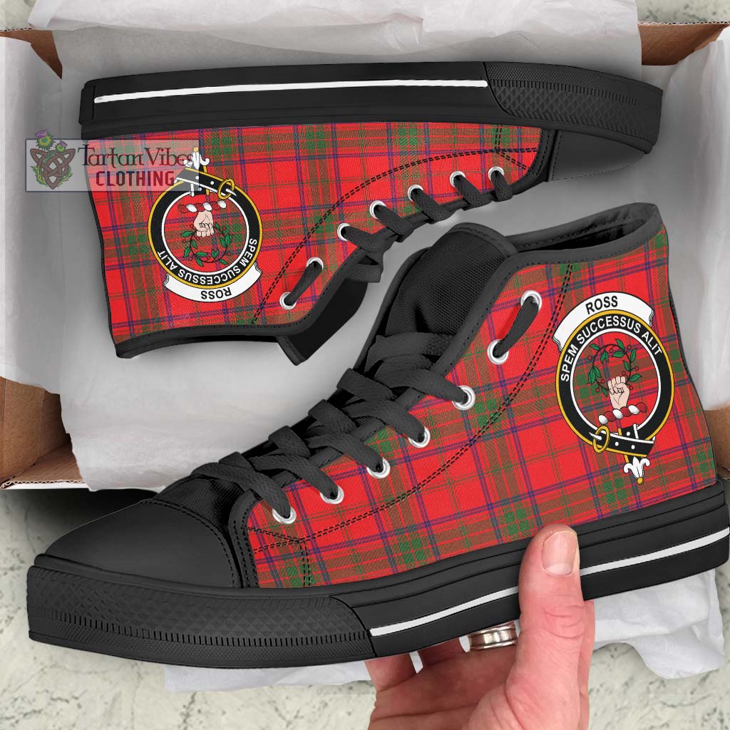Tartan Vibes Clothing Ross Modern Tartan High Top Shoes with Family Crest