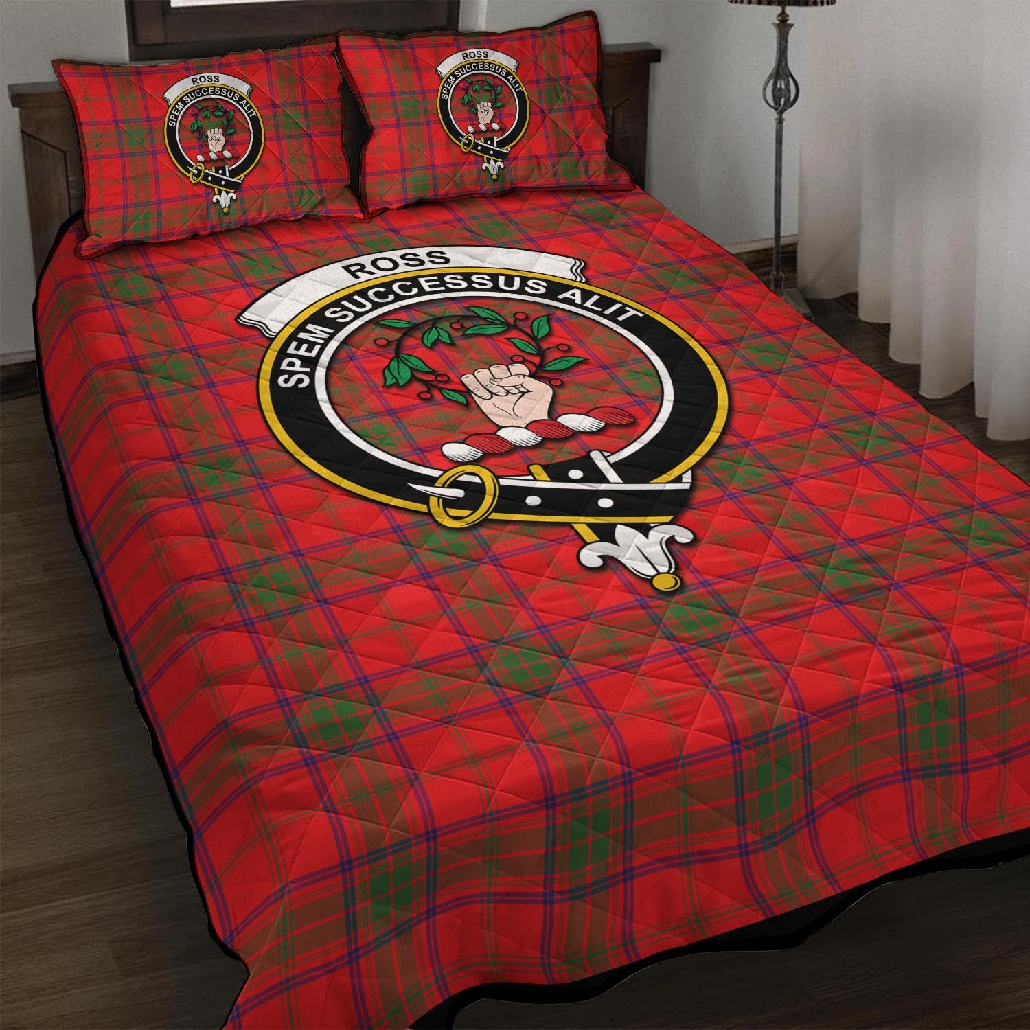 Ross Modern Tartan Quilt Bed Set with Family Crest - Tartan Vibes Clothing