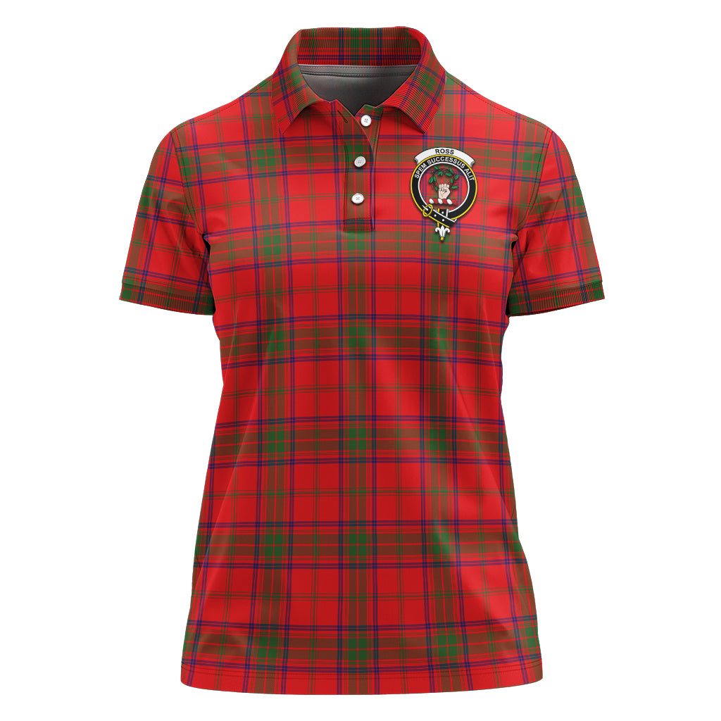 Ross Modern Tartan Polo Shirt with Family Crest For Women - Tartan Vibes Clothing