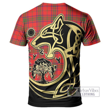 Ross Modern Tartan T-Shirt with Family Crest Celtic Wolf Style