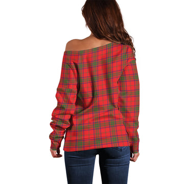 Ross Modern Tartan Off Shoulder Women Sweater with Family Crest