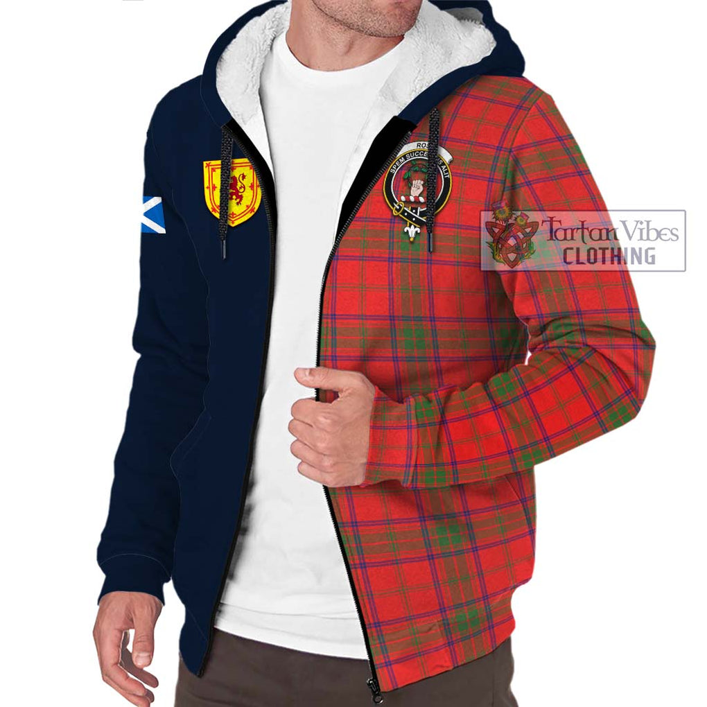 Tartan Vibes Clothing Ross Modern Tartan Sherpa Hoodie with Scottish Lion Royal Arm Half Style