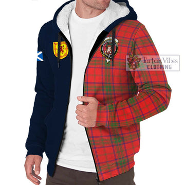 Ross Modern Tartan Sherpa Hoodie Alba with Scottish Lion Royal Arm Half Style