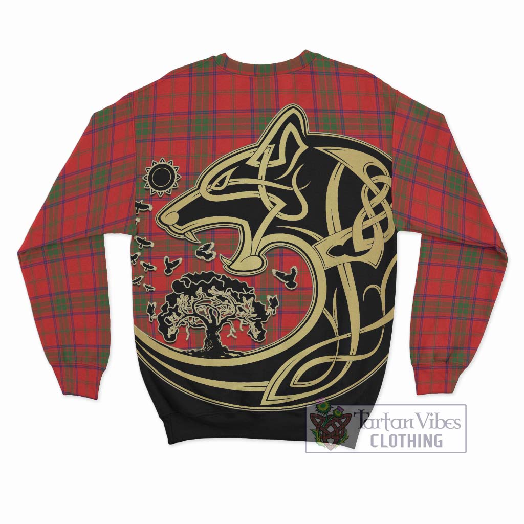 Tartan Vibes Clothing Ross Modern Tartan Sweatshirt with Family Crest Celtic Wolf Style