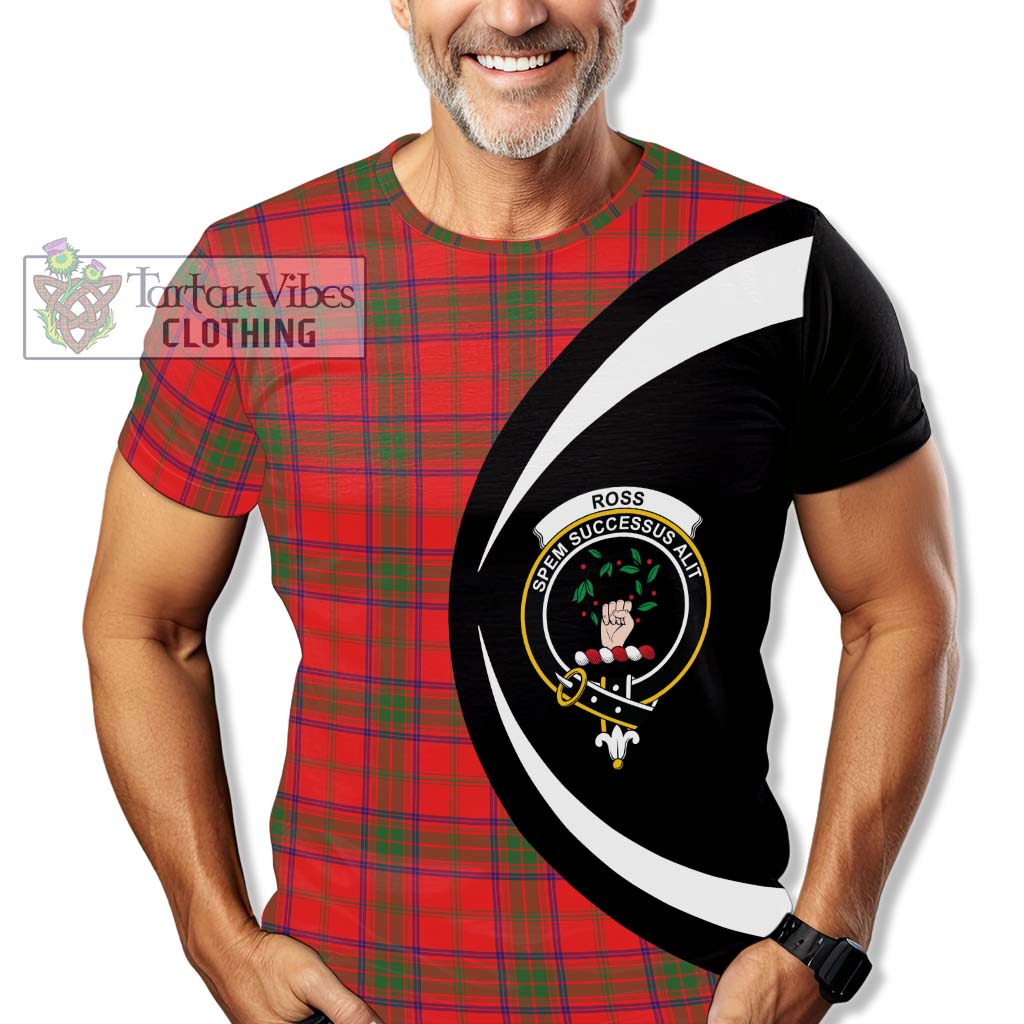 Tartan Vibes Clothing Ross Modern Tartan T-Shirt with Family Crest Circle Style