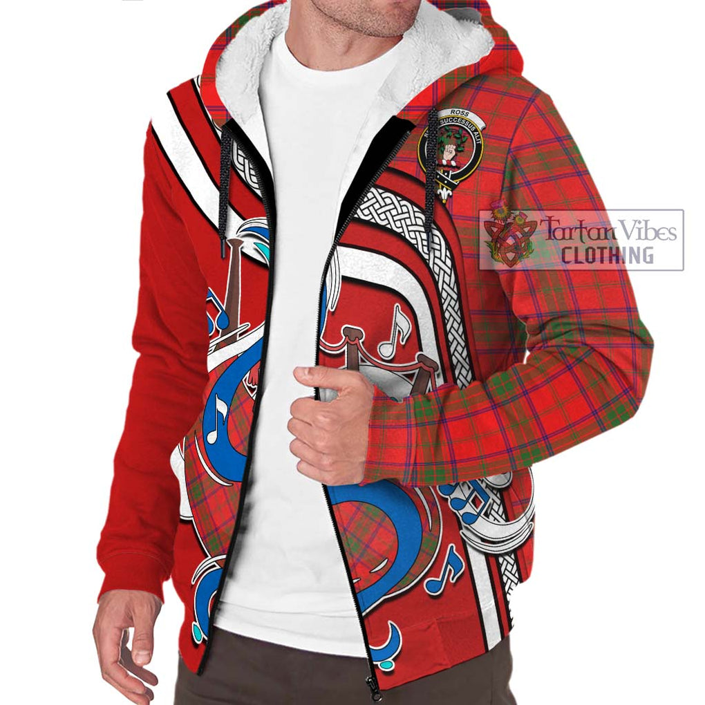 Ross Modern Tartan Sherpa Hoodie with Epic Bagpipe Style Unisex - Tartanvibesclothing Shop