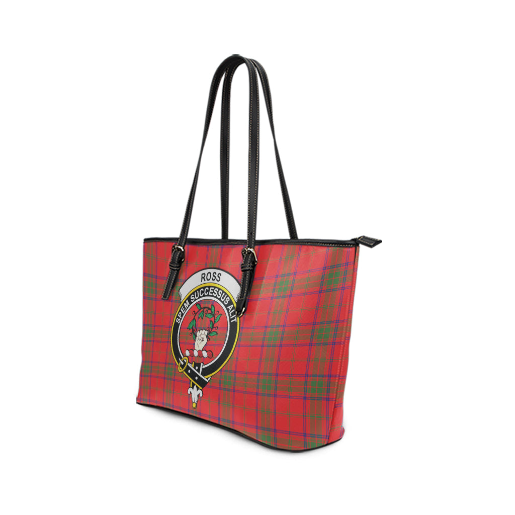 Ross Modern Tartan Leather Tote Bag with Family Crest - Tartan Vibes Clothing