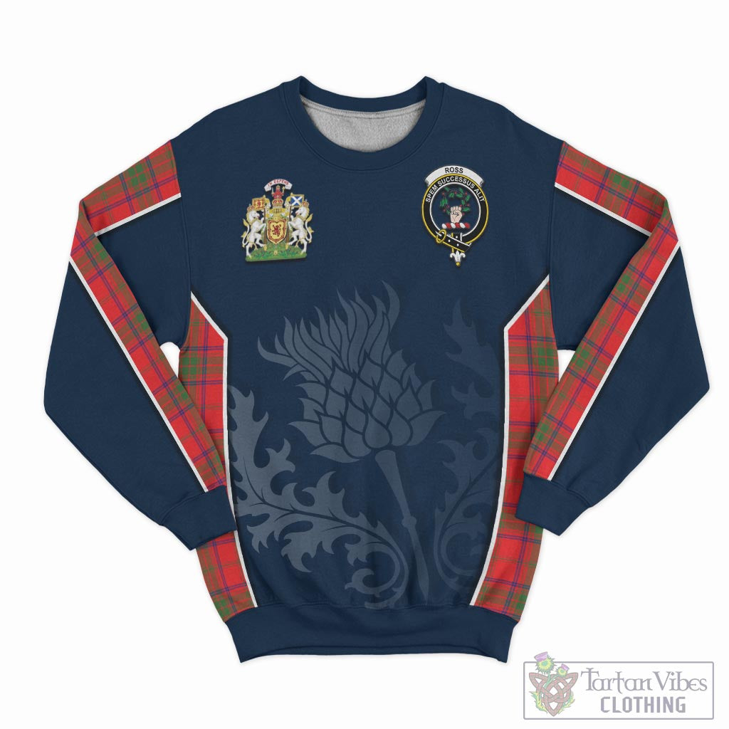 Tartan Vibes Clothing Ross Modern Tartan Sweatshirt with Family Crest and Scottish Thistle Vibes Sport Style