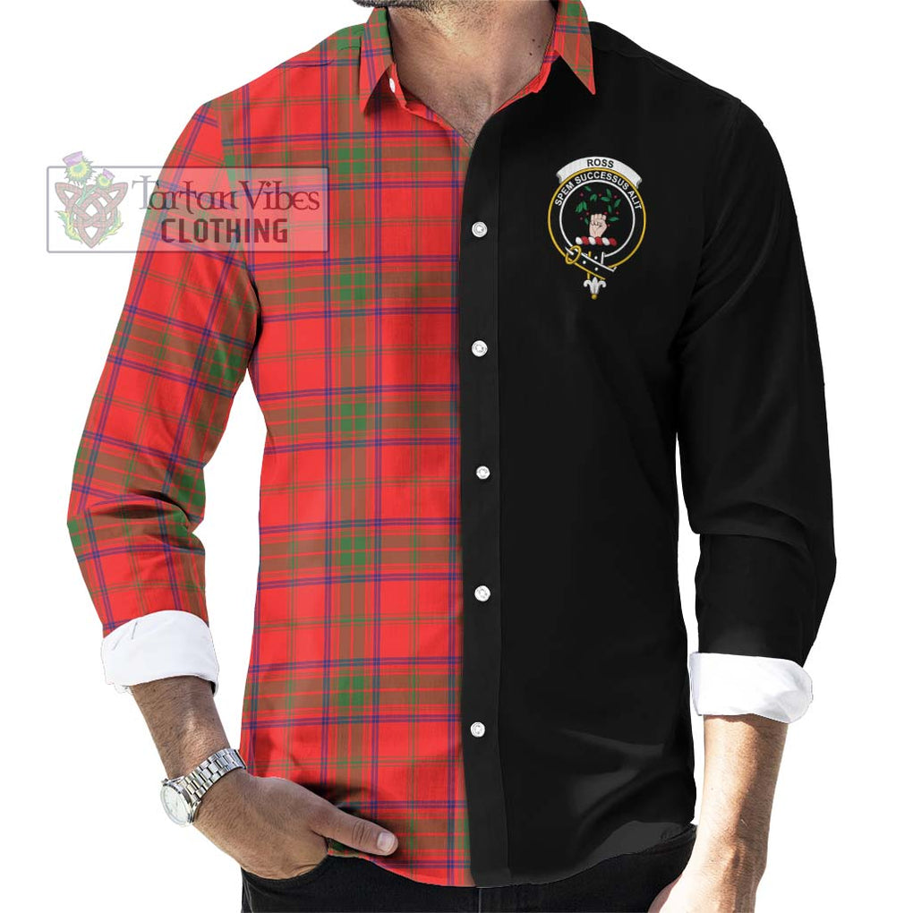 Ross Modern Tartan Long Sleeve Button Shirt with Family Crest and Half Of Me Style - Tartanvibesclothing Shop