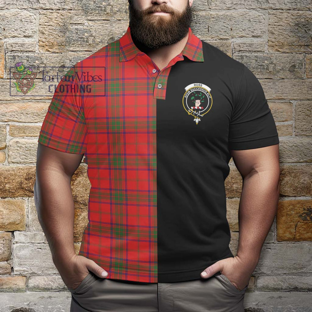 Ross Modern Tartan Polo Shirt with Family Crest and Half Of Me Style - Tartanvibesclothing Shop