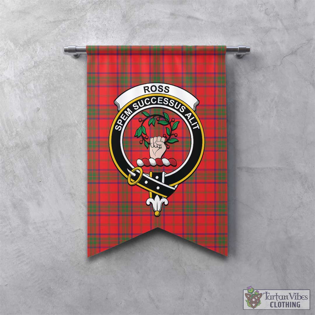 Tartan Vibes Clothing Ross Modern Tartan Gonfalon, Tartan Banner with Family Crest