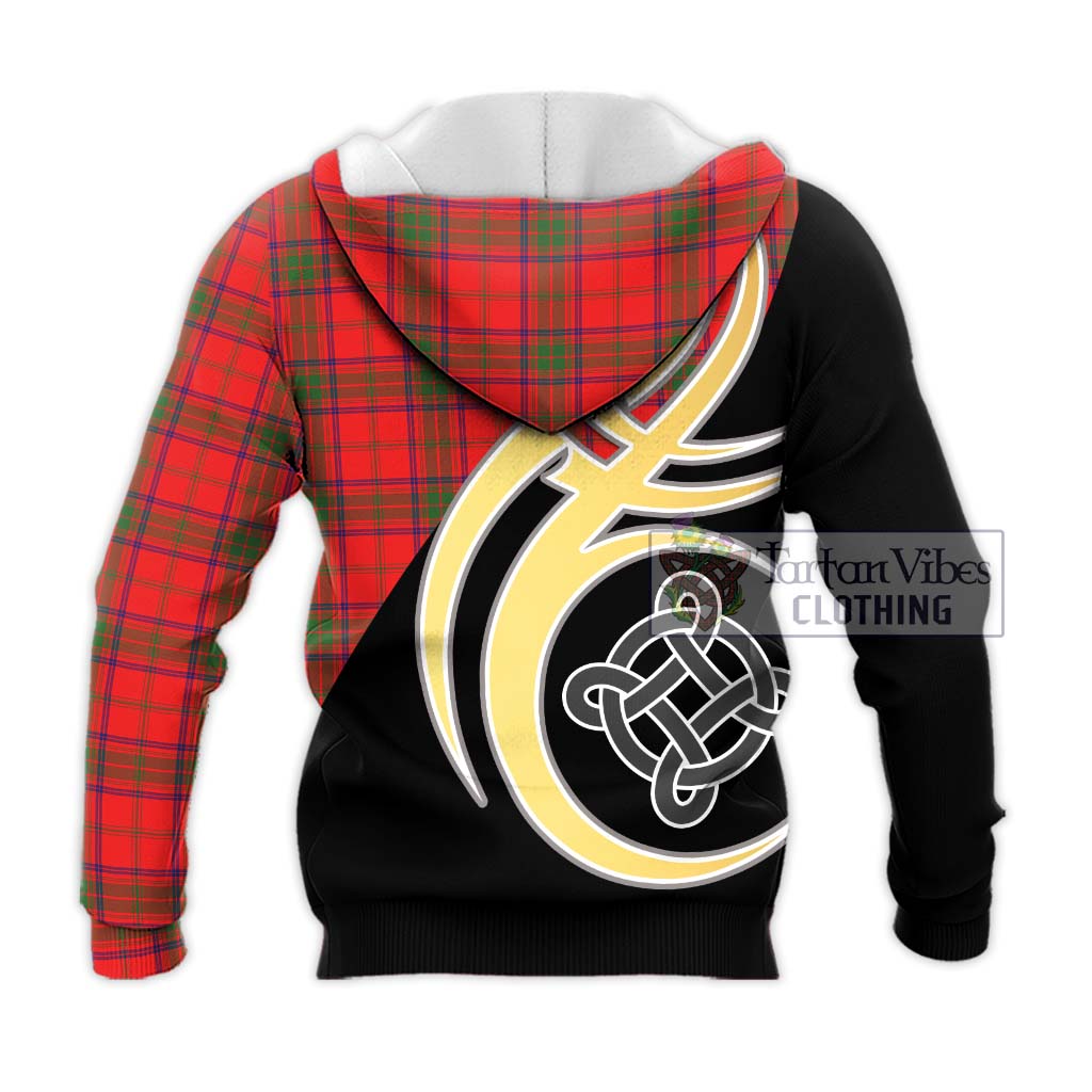 Tartan Vibes Clothing Ross Modern Tartan Knitted Hoodie with Family Crest and Celtic Symbol Style