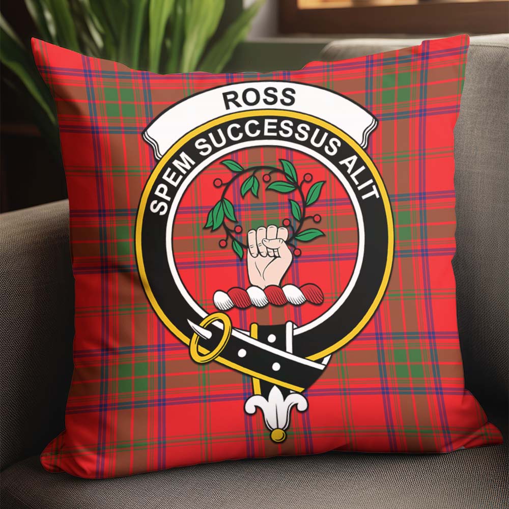 Ross Modern Tartan Pillow Cover with Family Crest - Tartanvibesclothing