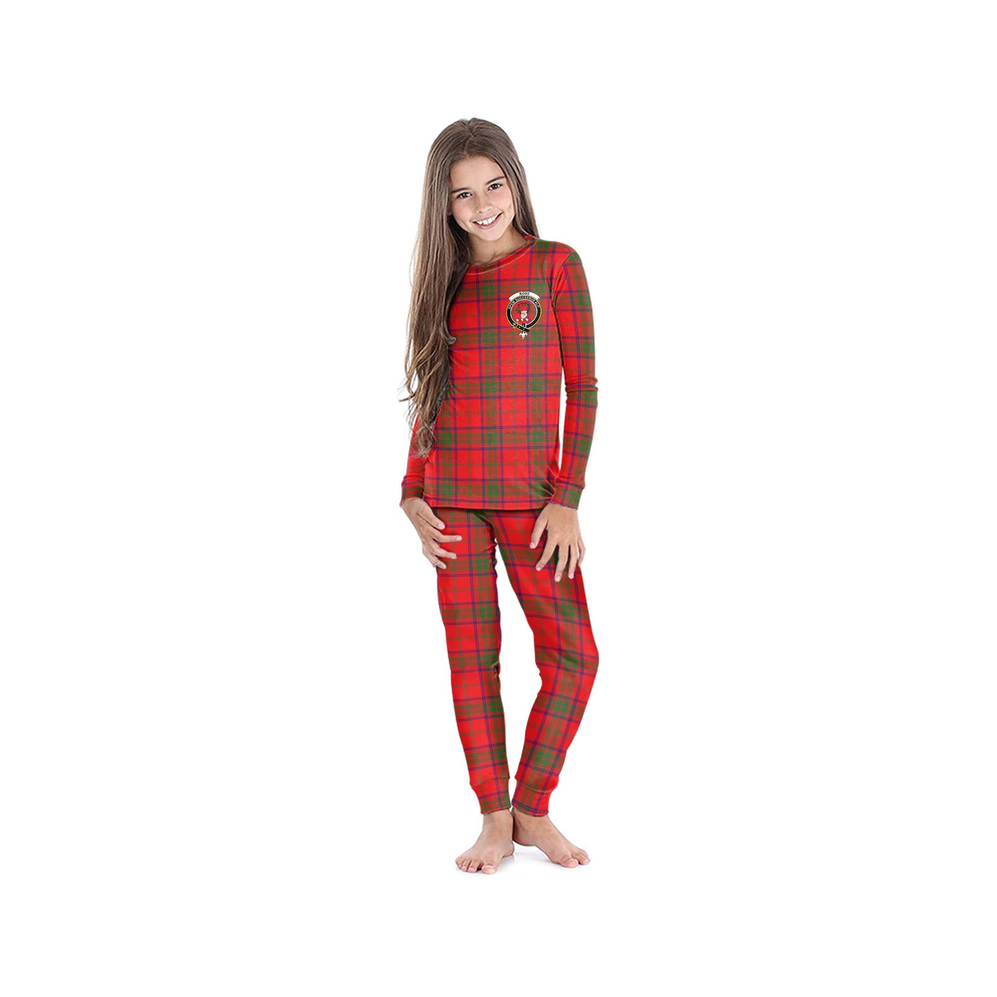 Ross Modern Tartan Pajamas Family Set with Family Crest - Tartanvibesclothing