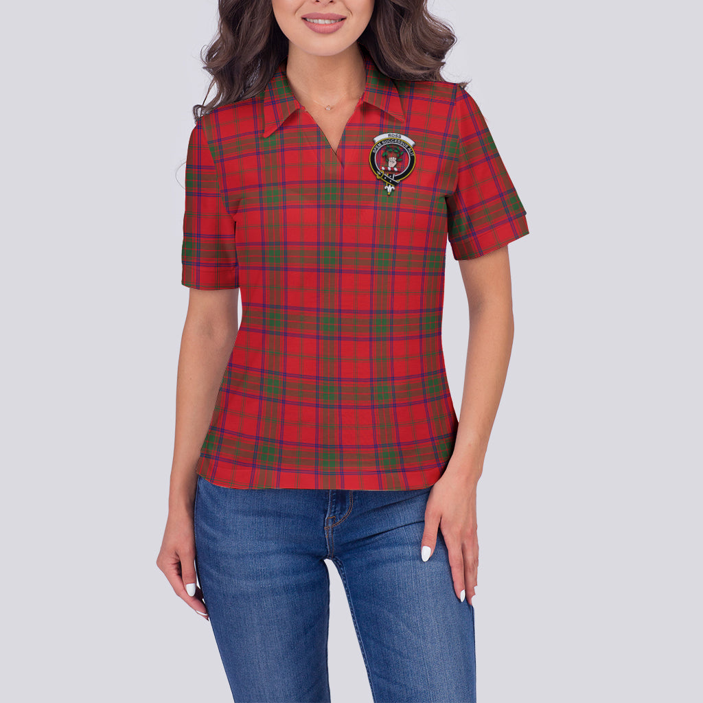 Ross Modern Tartan Polo Shirt with Family Crest For Women - Tartan Vibes Clothing