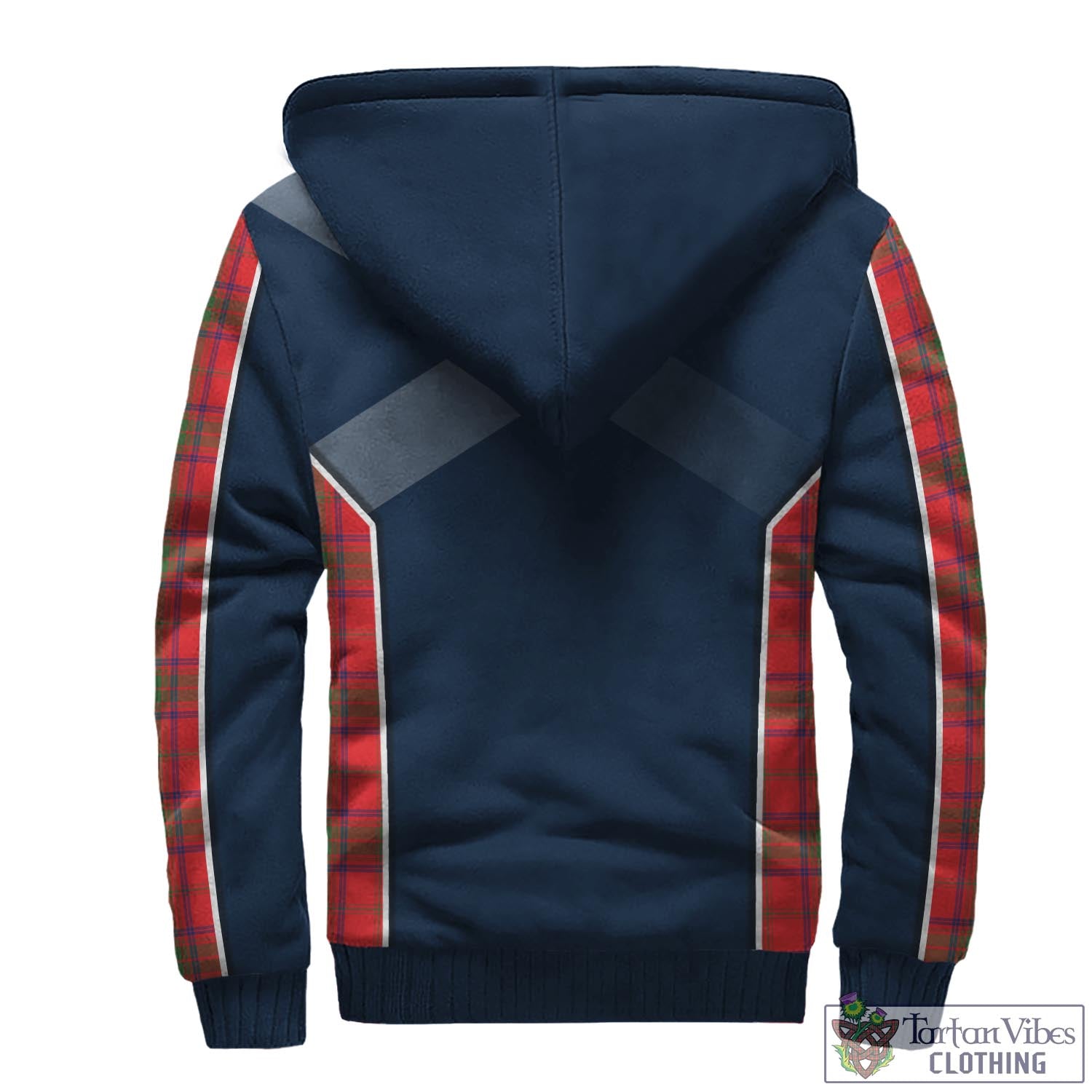 Tartan Vibes Clothing Ross Modern Tartan Sherpa Hoodie with Family Crest and Scottish Thistle Vibes Sport Style