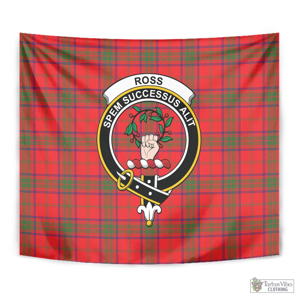 Tartan Vibes Clothing Ross Modern Tartan Tapestry Wall Hanging and Home Decor for Room with Family Crest